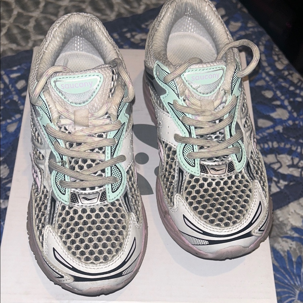 Saucony White and Mint Running Shoes